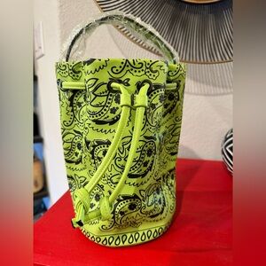 Lime Green Paisley Drawstring Bag BNWOT